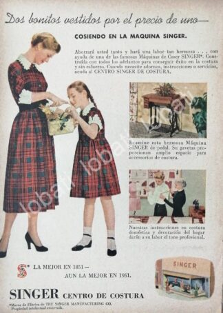 CARTEL ANTIGUO ORIGINAL DE MINI CARTEL. MAQUINAS DE COSER SINGER 1940s 50s /224