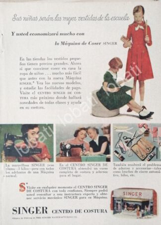CARTEL ANTIGUO ORIGINAL DE MINI CARTEL. MAQUINAS DE COSER SINGER 1940s 50s /223