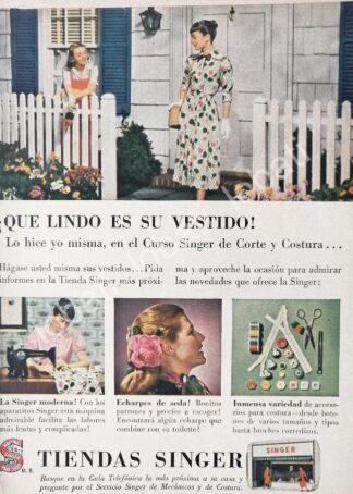 CARTEL ANTIGUO ORIGINAL DE MINI CARTEL. MAQUINAS DE COSER SINGER 1940s 50s /222