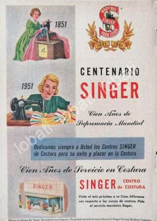 CARTEL ANTIGUO ORIGINAL DE MINI CARTEL. MAQUINAS DE COSER SINGER 1940s 50s /221