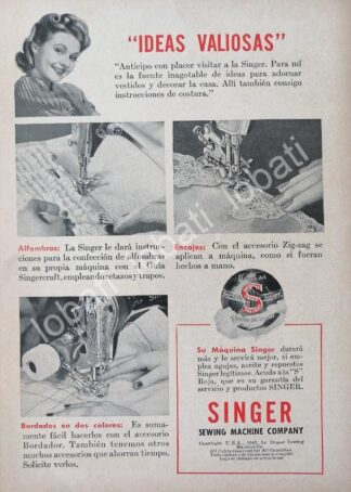 CARTEL ANTIGUO ORIGINAL DE MINI CARTEL. MAQUINAS DE COSER SINGER 1940s /218
