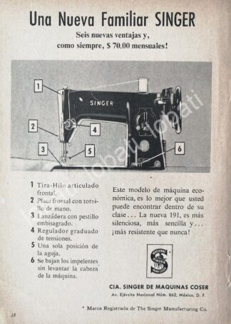 CARTEL ANTIGUO ORIGINAL DE MINI CARTEL. MAQUINAS DE COSER SINGER 1940s /217