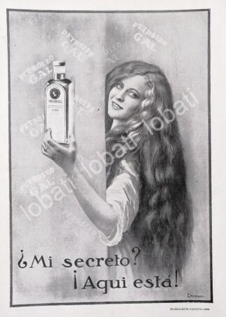 CARTEL ANTIGUO ORIGINAL DE LOCIO PARA CABELLO, PETROLEO GAL 1914 /No67