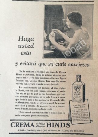 CARTEL ANTIGUO ORIGINAL DE CREMA HINDS 1930 /No45