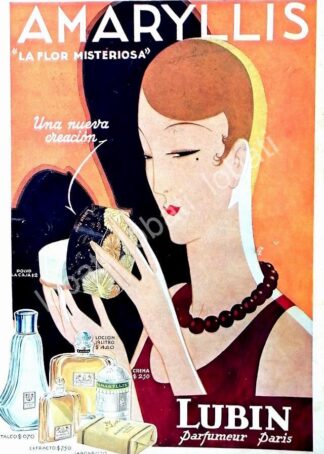 CARTEL ANTIGUO ORIGINAL DE CARTEL ART NOUVEAU PERFUME LUBIN AMARILLIS 1929 /No41