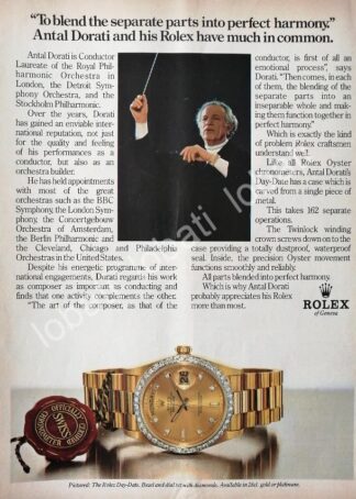 CARTEL ANTIGUO ORIGINAL DE EL DIRECTOR DE ORQUESTA ANTAL DORATI & RELOJES ROLEX 1980s /90 FEP