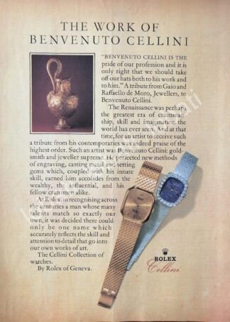 CARTEL ANTIGUO ORIGINAL DE RELOJES ROLEX CELLINI 1980s / 88
