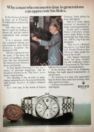 CARTEL ANTIGUO ORIGINAL DE JOSE IGNACIO DOMECQ Y RELOJES ROLEX 1980s / 86 /FEP