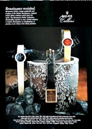 CARTEL ANTIGUO ORIGINAL DE RELOJES ROLEX CELLINI 1980s / 83