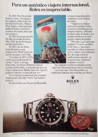 CARTEL ANTIGUO ORIGINAL DE RELOJES ROLEX OYSTER PERPETUAL GMT MASTER 1980s / 82
