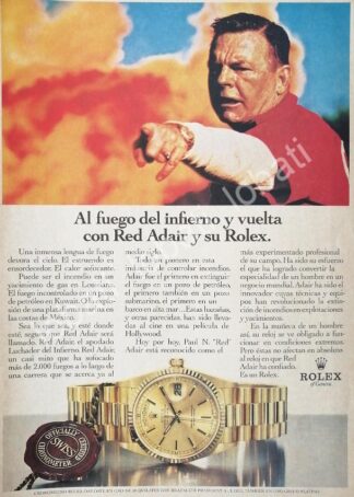 CARTEL ANTIGUO ORIGINAL DE PAUL N. ADAIR Y RELOJES ROLEX OYSTER PERPETUAL 1980s / 80/ FEP