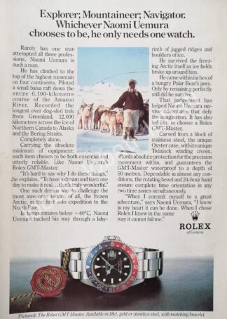 CARTEL ANTIGUO ORIGINAL DE NAOMI UEMURA Y RELOJES ROLEX OYSTER PERPETUAL 1980s / 79/ FEP