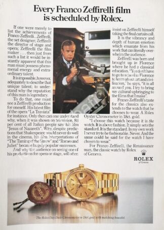 CARTEL ANTIGUO ORIGINAL DE FRANCO ZEFIRELLI Y RELOJES ROLEX OYSTER PERPETUAL 1980s / 78/ FEP