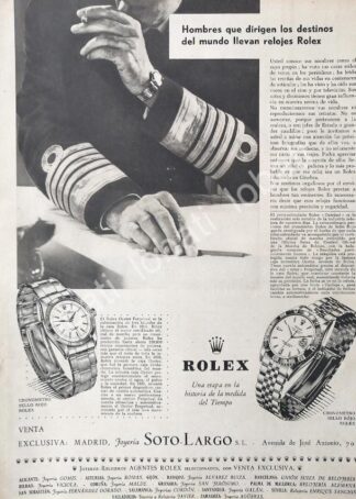 CARTEL ANTIGUO ORIGINAL DE HOMBRES PODEROSOS RELOJES ROLEX OYSTER PERPETUAL 1960s / 77