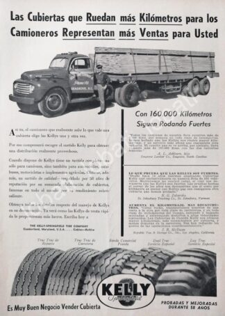 CARTEL ANTIGUO ORIGINAL DE LLANTAS KELLY 1952 1952 /140
