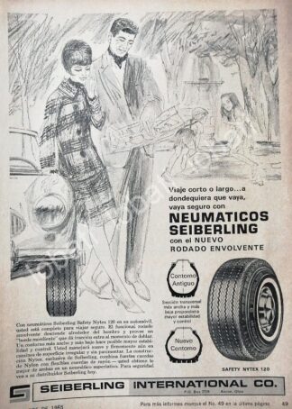 CARTEL ANTIGUO ORIGINAL DE LLANTAS SEIBERLING 1965 /137