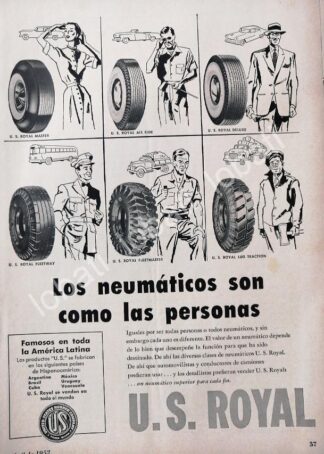 CARTEL ANTIGUO ORIGINAL DE LLANTAS U.S. ROYAL 1952 /136