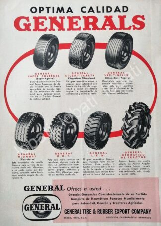 CARTEL ANTIGUO ORIGINAL DE LLANTAS GENERAL TIRE 1949 /135