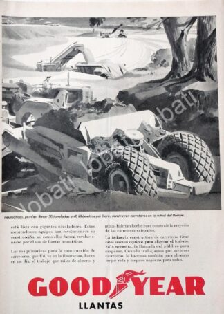 CARTEL ANTIGUO ORIGINAL DE PUBLICIDAD RETRO DE LLANTAS GOODYEAR 1952 /133