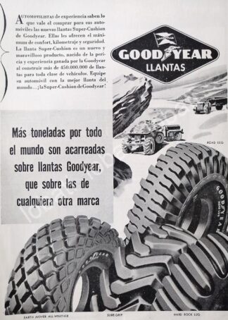 CARTEL ANTIGUO ORIGINAL DE LLANTAS GOODYEAR SUPER CUSHION 1949 /131
