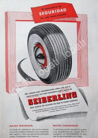 CARTEL ANTIGUO ORIGINAL DE LLANTAS SEIBERLING 1949 /129 RARO