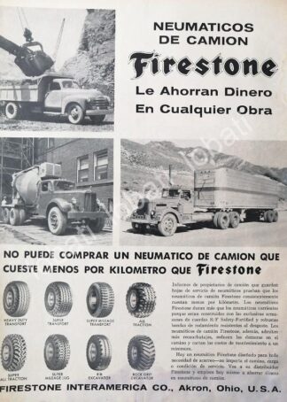 CARTEL ANTIGUO ORIGINAL DE LLANTAS FIRESTONE 1950s /N68