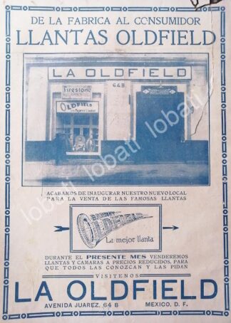 CARTEL ANTIGUO ORIGINAL DE LLANTAS BARNEY OLDFIELD 1912 /66 RARO