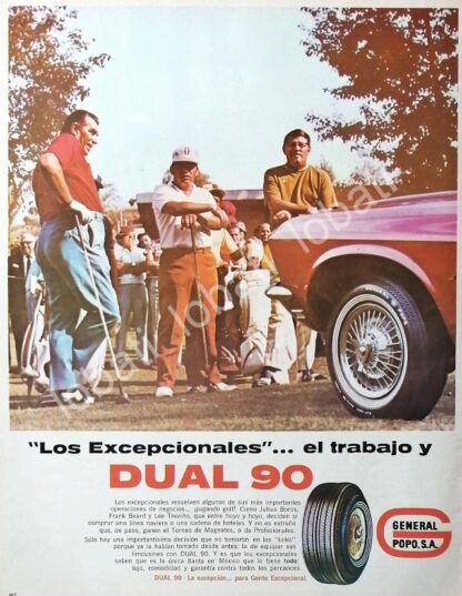 CARTEL ANTIGUO ORIGINAL DE JULIUS BOROS & LLANTAS DUAL 90 DE GENERAL POPO 1960s /65
