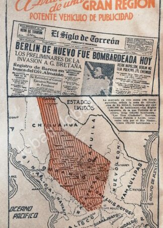 CARTEL ANTIGUO ORIGINAL DE AFICHE DEL DIARIO EL EL SIGLO DE TORREON 1950 /69