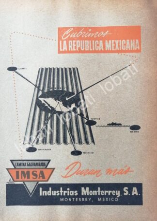 CARTEL ANTIGUO ORIGINAL DE IMSA. INDISTRIAS MONTERREY S.A 1955/278