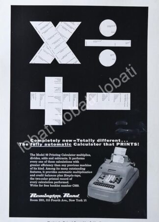 CARTEL ANTIGUO ORIGINAL DE SUMADORAS REMINGTON RAND MODELO 99 1950s /259