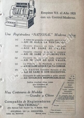 CARTEL ANTIGUO ORIGINAL DE MAQUINA REGISTRADORA NATIONAL 1921 /257 MUY RARO