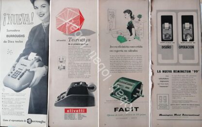 CARTEL ANTIGUO ORIGINAL DE SET DE 4 AFICHES, SUMADORAS VARIAS 1950s /252 - Image 5