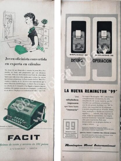 CARTEL ANTIGUO ORIGINAL DE SET DE 4 AFICHES, SUMADORAS VARIAS 1950s /252 - Image 3