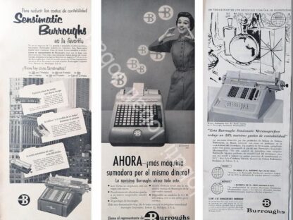 CARTEL ANTIGUO ORIGINAL DE SET DE 4 AFICHES, SUMADORAS VARIAS 1950s /252 - Image 2