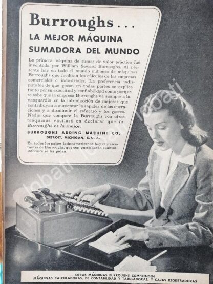 CARTEL ANTIGUO ORIGINAL DE SET DE 3 AFICHES SUMADORAS Y REGISTRADORAS BURROUGHS AÑOS 40s-50s /248 - Image 3