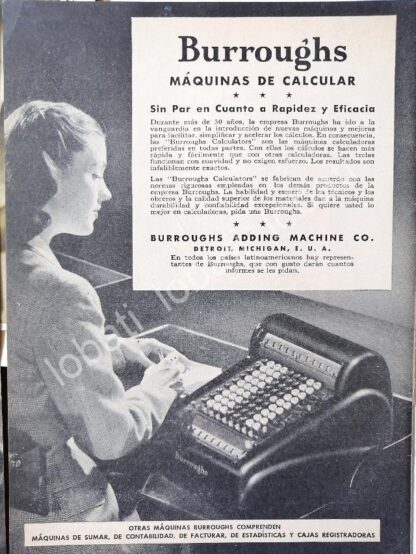 CARTEL ANTIGUO ORIGINAL DE SET DE 3 AFICHES SUMADORAS Y REGISTRADORAS BURROUGHS AÑOS 40s-50s /248 - Image 4
