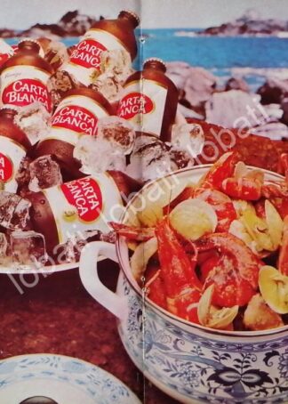 CARTEL ANTIGUO ORIGINAL DE AFICHE PROMOCIONAL CERVEZA CARTA BLANCA QUITAPON 1970 /185
