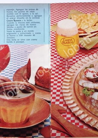 CARTEL ANTIGUO ORIGINAL DE AFICHE PROMOCIONAL CERVEZA CARTA BLANCA 1970s /175