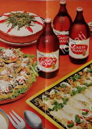 CARTEL ANTIGUO ORIGINAL DE AFICHE PROMOCIONAL CERVEZA CARTA BLANCA CAGUAMA 1960s /171