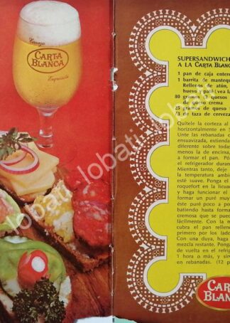 CARTEL ANTIGUO ORIGINAL DE PROMOCIONAL CERVEZA CARTA BLANCA 60s 70s /164