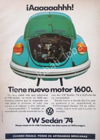 CARTEL ANTIGUO ORIGINAL DE AUTOS VOLKSWAGEN VOCHO 1974 /685