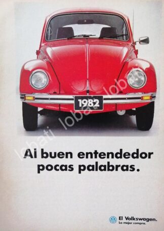 CARTEL ANTIGUO ORIGINAL DE AUTOS VOLKSWAGEN VOCHO 1982 /683