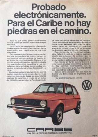 CARTEL ANTIGUO ORIGINAL DE AUTOS VOLKSWAGEN CARIBE 1978 /648