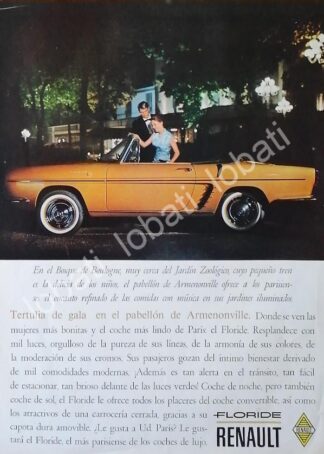 CARTEL ANTIGUO ORIGINAL DE AUTOS RENAULT FLORIDE (CARAVELLE) 1959 /697 /RARO