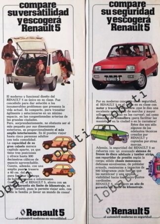 CARTEL ANTIGUO ORIGINAL DE SET DE 4 AFICHES AUTOS RENAULT 5 "EL ZAPATITO" 1974 /696