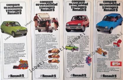 CARTEL ANTIGUO ORIGINAL DE SET DE 4 AFICHES AUTOS RENAULT 5 "EL ZAPATITO" 1974 /696