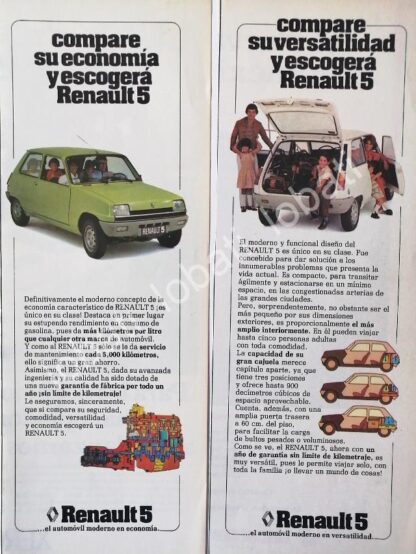 CARTEL ANTIGUO ORIGINAL DE SET DE 4 AFICHES AUTOS RENAULT 5 "EL ZAPATITO" 1974 /696 - Image 2