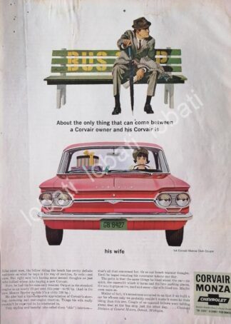 CARTEL ANTIGUO ORIGINAL DE AUTOS CHEVROLET CORVAIR MONZA 1964 / 837