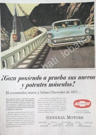CARTEL ANTIGUO ORIGINAL DE AUTOS CHEVROLET BEL AIR SPORT COUPE 1957 / 836